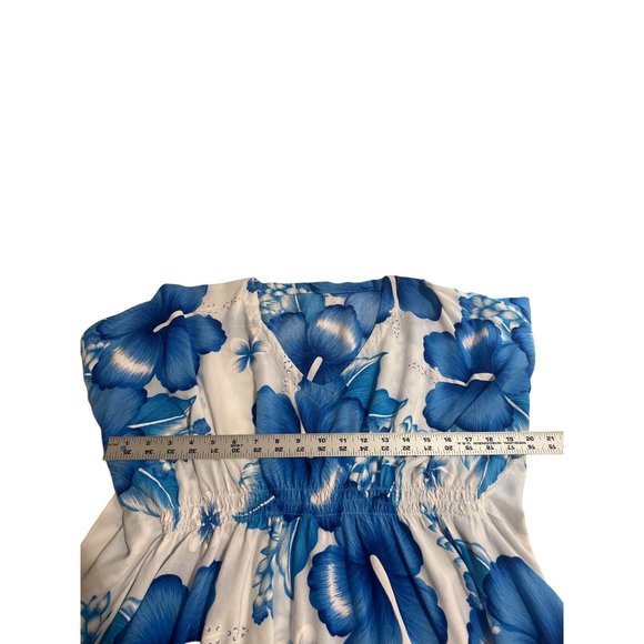 Thai Two Blue & White Floral Print Beach Coverup - Picture 8 of 11